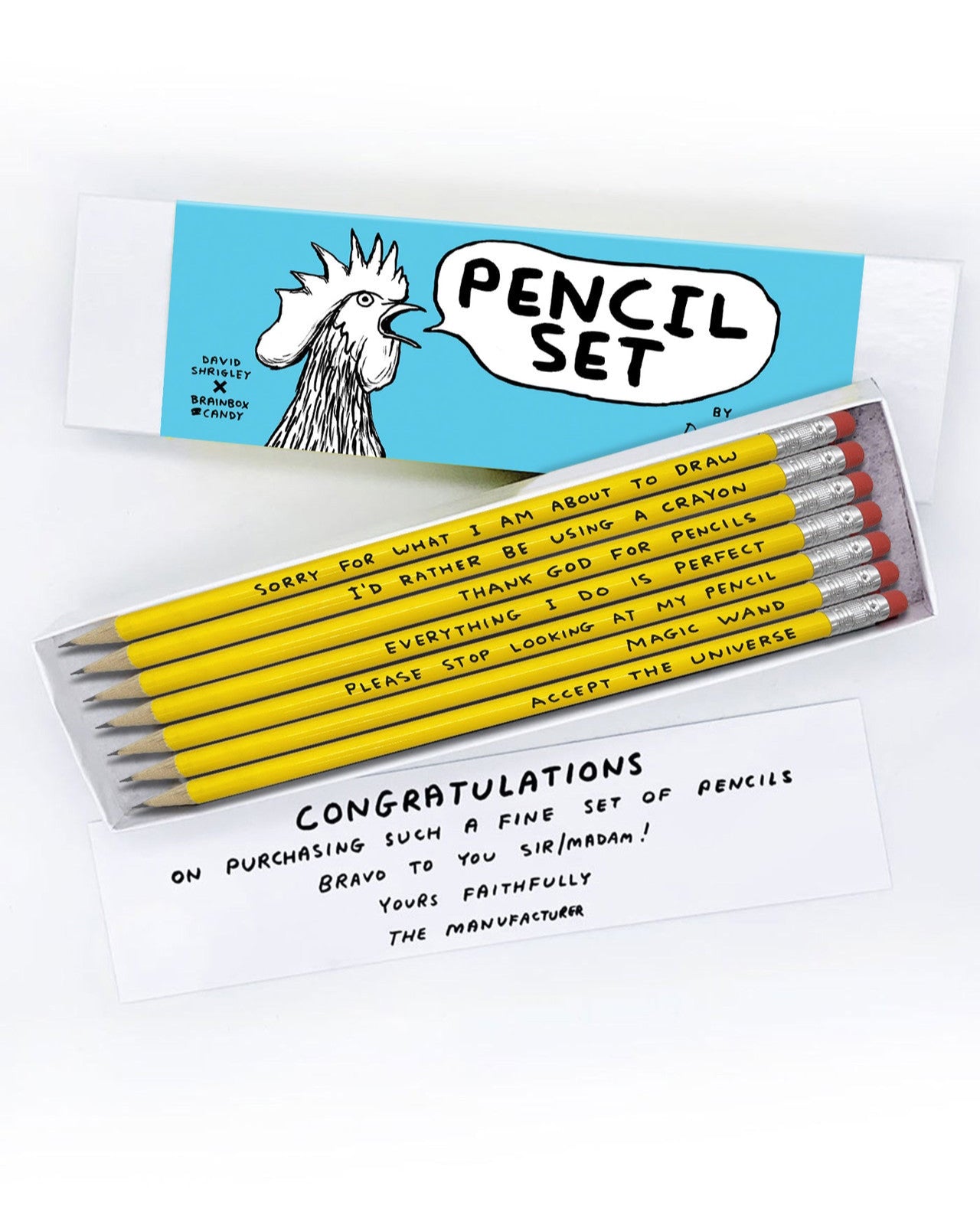 Funny David Shrigley Pencil Box Set