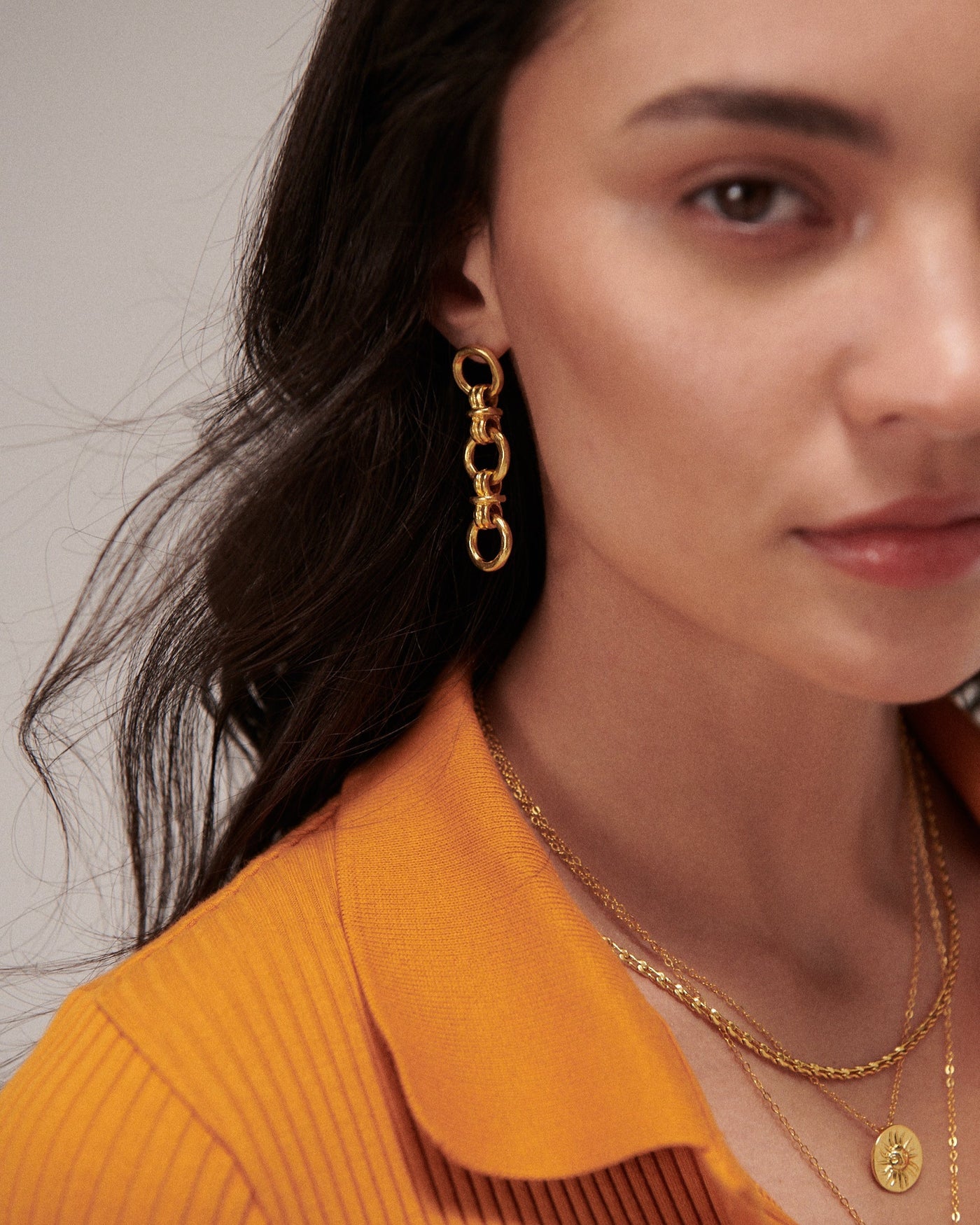 Zehra Chain Drop Stud Earring