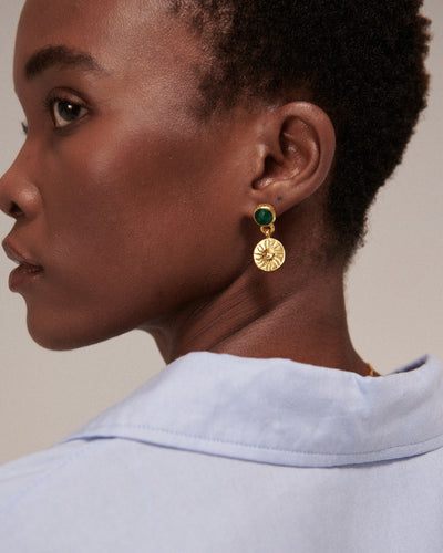 Helia Emerald Drop Stud Earring