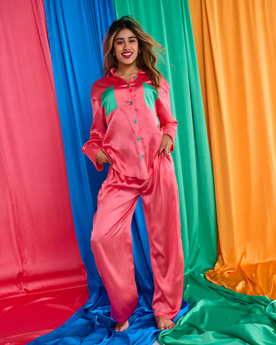 Kip & Co Satin Long Sleeve Shirt & Pant Pyjama Set